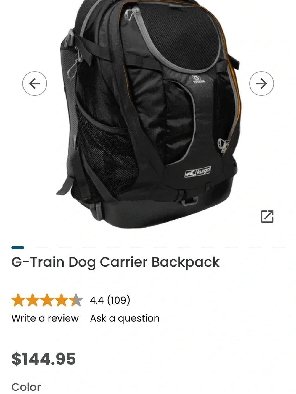 Kurgo g train dog backpack